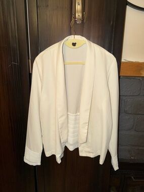 Ovi Cream Open-Front Draped Blazer